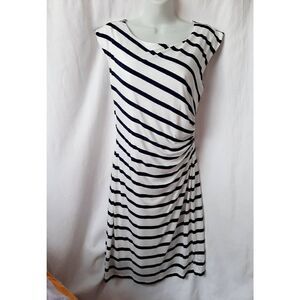 LOFT nautical sleeveless Ruched side midi medium dress